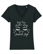 Keep your lashes long and Tricou mânecă scurtă guler V Damă Evoker