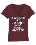 A winner is a dreamer who never gives up Tricou mânecă scurtă guler V Damă Evoker