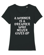 A winner is a dreamer who never gives up Tricou mânecă scurtă guler larg fitted Damă Expresser