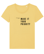 MAKE IT YOUR PRIORITY Tricou mânecă scurtă guler larg fitted Damă Expresser
