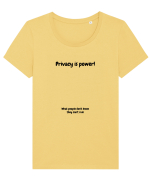 Privacy is power! Tricou mânecă scurtă guler larg fitted Damă Expresser