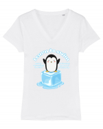 Funny Kawaii Pinguin Tricou mânecă scurtă guler V Damă Evoker