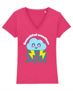 Funny Kawaii Cloud Tricou mânecă scurtă guler V Damă Evoker