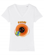 Funny Kawaii Earth And Black Hole  Tricou mânecă scurtă guler V Damă Evoker