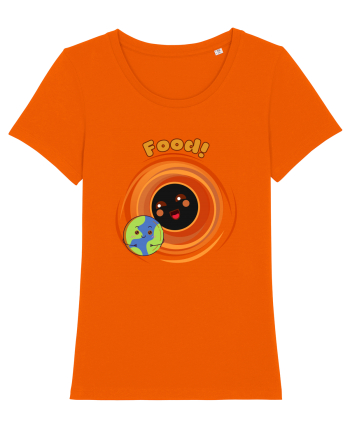 Funny Kawaii Earth And Black Hole  Bright Orange