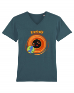 Funny Kawaii Earth And Black Hole  Tricou mânecă scurtă guler V Bărbat Presenter