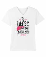 Te iubesc din tot ficatul meu! Tricou mânecă scurtă guler V Bărbat Presenter