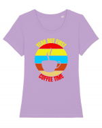 Yeah But First Coffee Tricou mânecă scurtă guler larg fitted Damă Expresser