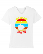 Yeah But First Coffee Tricou mânecă scurtă guler V Bărbat Presenter