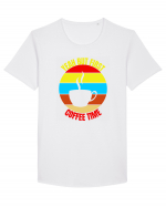 Yeah But First Coffee Tricou mânecă scurtă guler larg Bărbat Skater