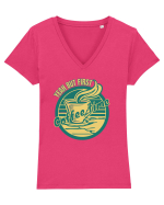 Yeah But First Coffee Tricou mânecă scurtă guler V Damă Evoker