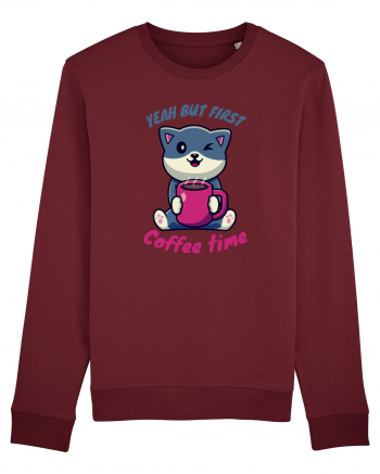 Coffee and Cat Burgundy