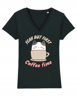 Coffee and Cat Tricou mânecă scurtă guler V Damă Evoker