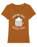 Coffee and Cat Tricou mânecă scurtă guler larg fitted Damă Expresser