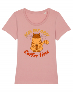 Coffee and Cat Tricou mânecă scurtă guler larg fitted Damă Expresser