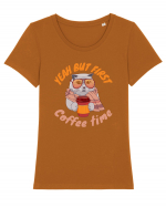 Coffee and Cat Tricou mânecă scurtă guler larg fitted Damă Expresser