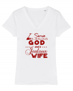 Jealous God and Wife Tricou mânecă scurtă guler V Damă Evoker