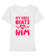 My Only Beats for Him / pentru cupluri Tricou mânecă scurtă guler larg fitted Damă Expresser