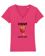 Chicks Before Dicks Tricou mânecă scurtă guler V Damă Evoker