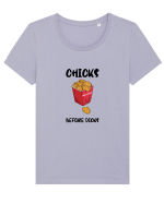 Chicks Before Dicks Tricou mânecă scurtă guler larg fitted Damă Expresser