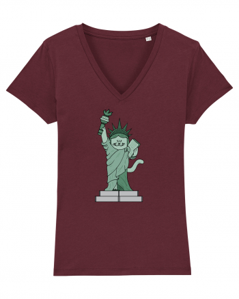 The Cat Statue of Liberty Burgundy
