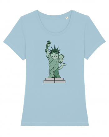 The Cat Statue of Liberty Sky Blue