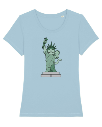 The Cat Statue of Liberty Sky Blue
