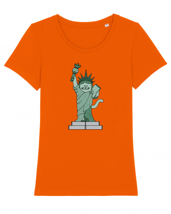 The Cat Statue of Liberty Bright Orange