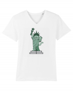 The Cat Statue of Liberty Tricou mânecă scurtă guler V Bărbat Presenter