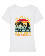 Traveling IS A Return To The Essential Tricou mânecă scurtă guler larg fitted Damă Expresser