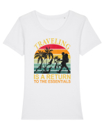 Traveling IS A Return To The Essential Tricou mânecă scurtă guler larg fitted Damă Expresser