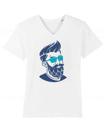 Beard Man Blue White