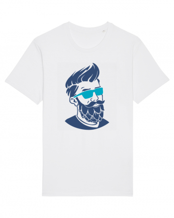 Beard Man Blue White