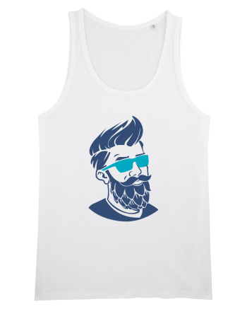 Beard Man Blue White