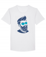 Beard Man Blue Tricou mânecă scurtă guler larg Bărbat Skater