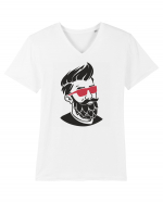 Beard Man Pink Tricou mânecă scurtă guler V Bărbat Presenter