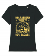 50% Railroad Engineer 50% Badass Tricou mânecă scurtă guler larg fitted Damă Expresser