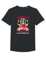 You Don't Have To Be Crazy To Bowl With Us We Can Train You Tricou mânecă scurtă guler larg Bărbat Skater