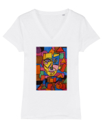 Portret Abstract Tricou mânecă scurtă guler V Damă Evoker