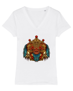 Barong Mask from Bali Tricou mânecă scurtă guler V Damă Evoker