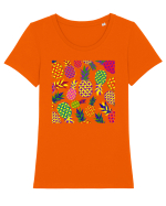 Trippy Pineapple  Tricou mânecă scurtă guler larg fitted Damă Expresser