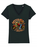 Motorcycle Madness Tricou mânecă scurtă guler V Damă Evoker