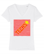 Techno Music Lover  Tricou mânecă scurtă guler V Damă Evoker