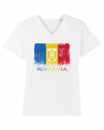 Romania Tricolor Tricou mânecă scurtă guler V Bărbat Presenter