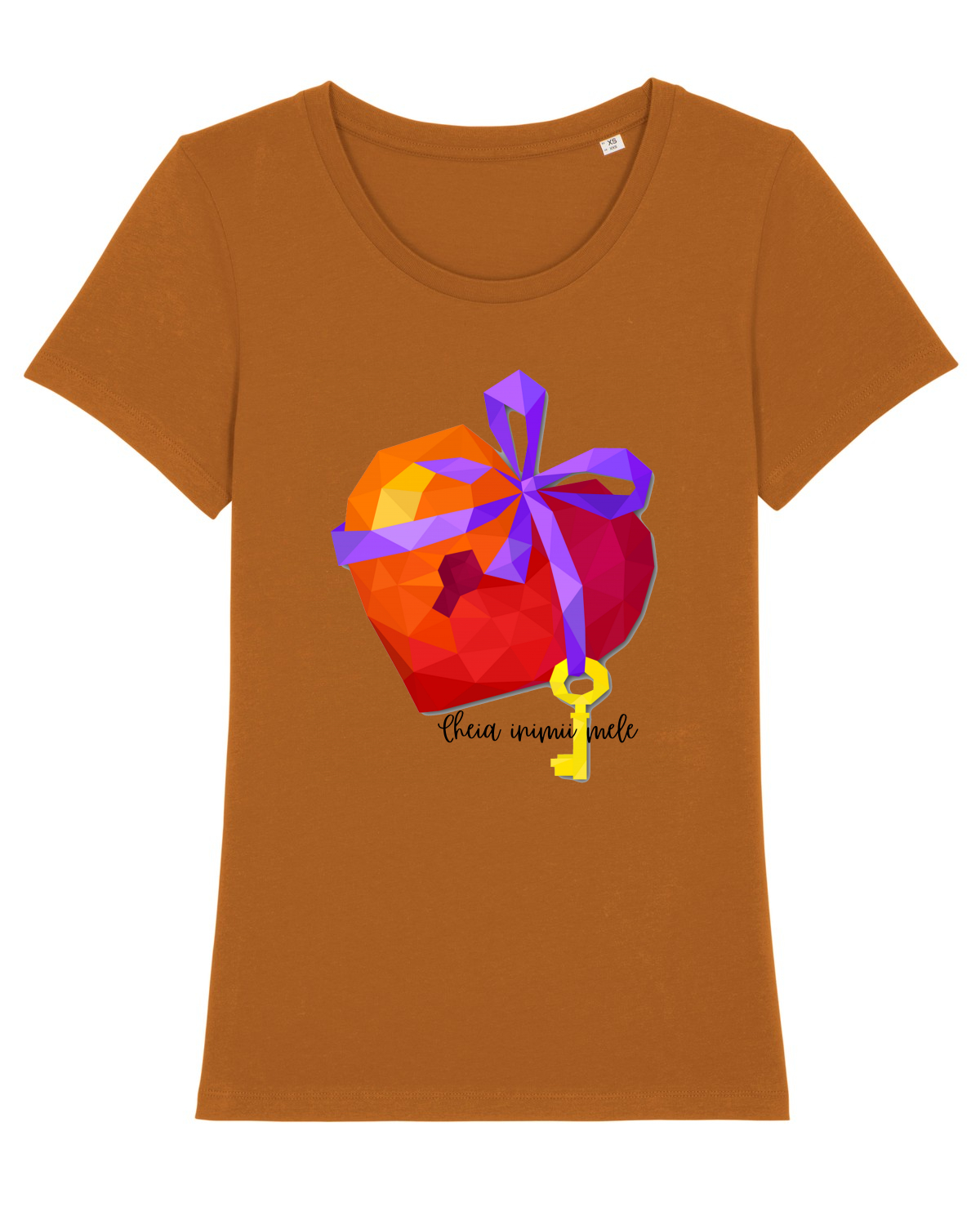 Tricou mânecă scurtă guler larg fitted Damă Expresser Roasted Orange