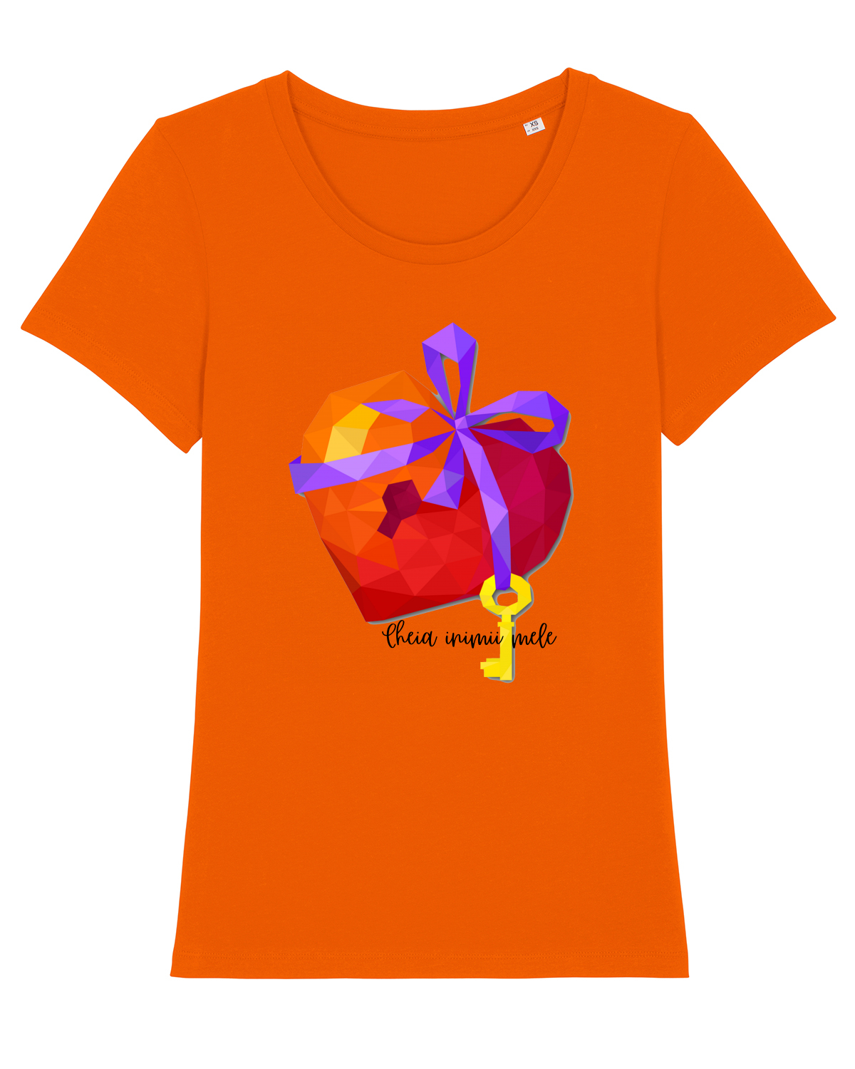 Tricou mânecă scurtă guler larg fitted Damă Expresser Bright Orange