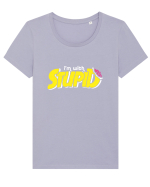 I'm with stupid Tricou mânecă scurtă guler larg fitted Damă Expresser