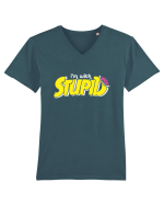 I'm with stupid Tricou mânecă scurtă guler V Bărbat Presenter