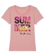 Summer Vibes  Tricou mânecă scurtă guler larg fitted Damă Expresser