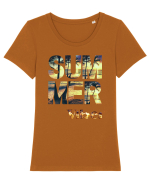 Summer Vibes  Tricou mânecă scurtă guler larg fitted Damă Expresser